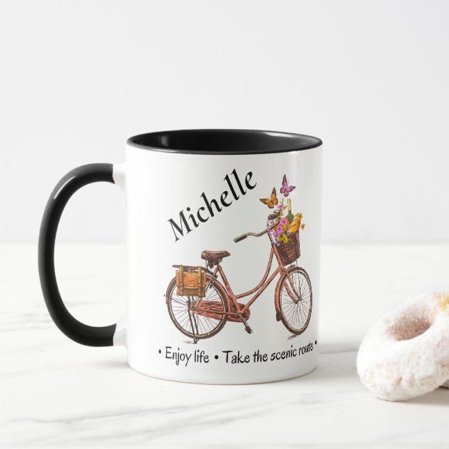 Taza Cotización de bicicleta de época (Con donut)
