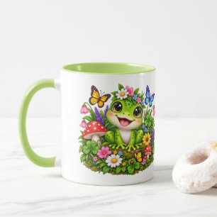 Taza Cottage de jardín de flores silvestres rana linda