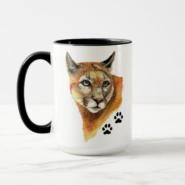 Taza Cougar, Puma, Mountain Lion Animal Traces Viajes (Izquierda)