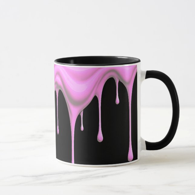 Taza Coulure de peinture rose sur fond noir. (Derecha)