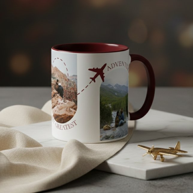 Taza Couples Travel Greatest Adventure Photo  (Gift this personalized Couples Travel Greatest Adventure Photo Mug!)