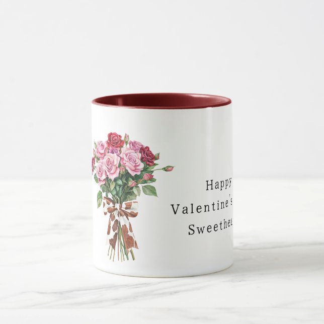 Taza Cow Print Bow Pink Red Roses Valentine's Day (Centro)