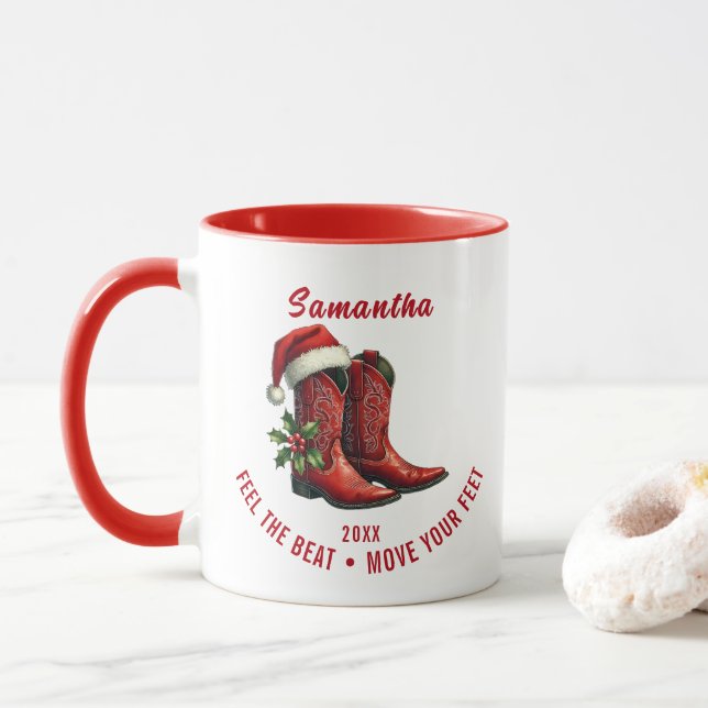 Taza Cowboy Boots Mug, bailarín de línea rusa (Con donut)