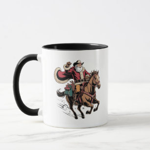 Taza Cowboy Santa Claus montando a caballo Navidad