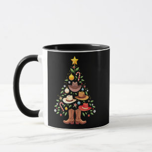 Taza Cowboy Western Christmas Tree Santa