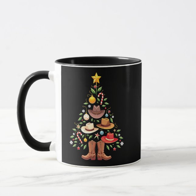 Taza Cowboy Western Christmas Tree Santa (Izquierda)