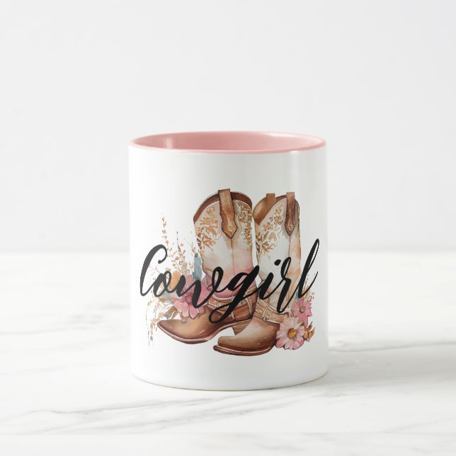 Taza Cowgirl Brown Western Cowboy Bots (Centro)