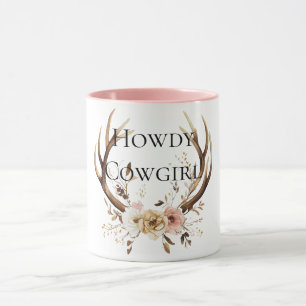 Taza Cowgirl Deer Antlers Floral
