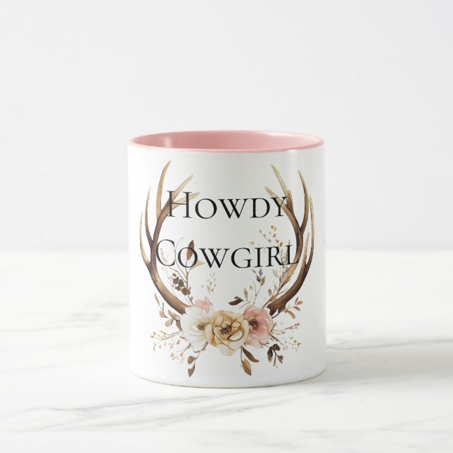 Taza Cowgirl Deer Antlers Floral (Centro)