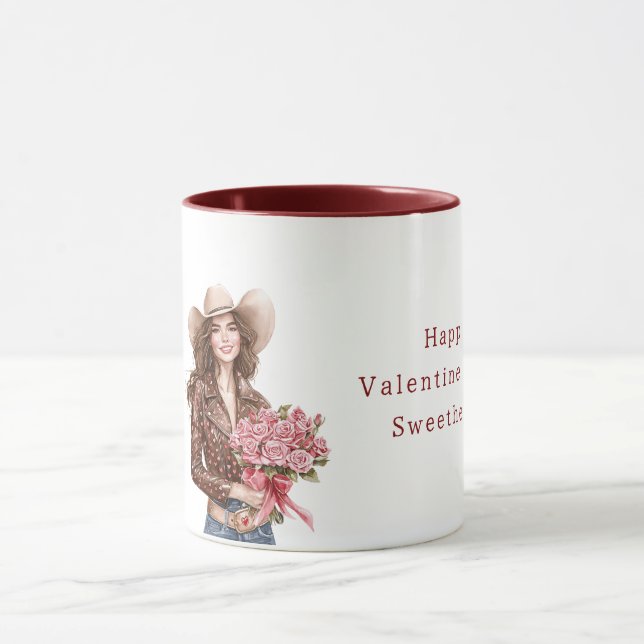 Taza Cowgirl Pink Roses Valentine's Day (Centro)