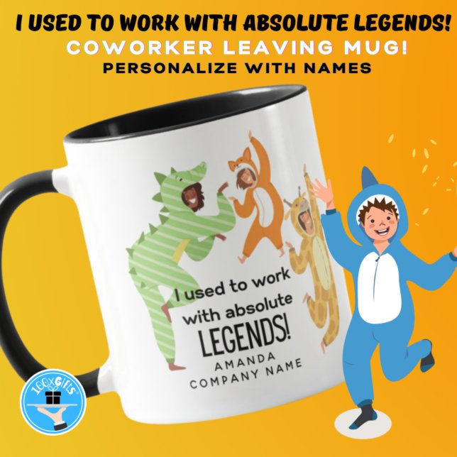 Taza Coworker - ¡Trabajo con leyendas absolutas! Salir (Subido por el creador)