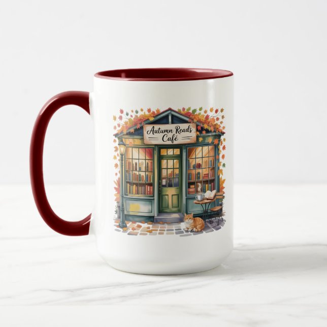Taza Cozy Autumn Book Café Mug — Open Book & Lantern  (Izquierda)