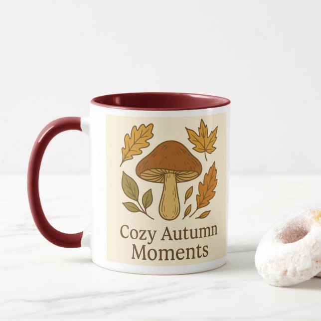 Taza Cozy Autumn Moments Mug | Mushroom & Fall Leaves D (Con donut)