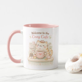 Taza Cozy Cafe Kawaii Cute Kitty Cat Coffee Sweet Pink 