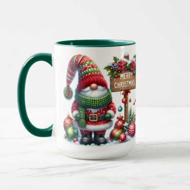 Taza Cozy Christmas Gnome Art – Festive Holiday (Izquierda)
