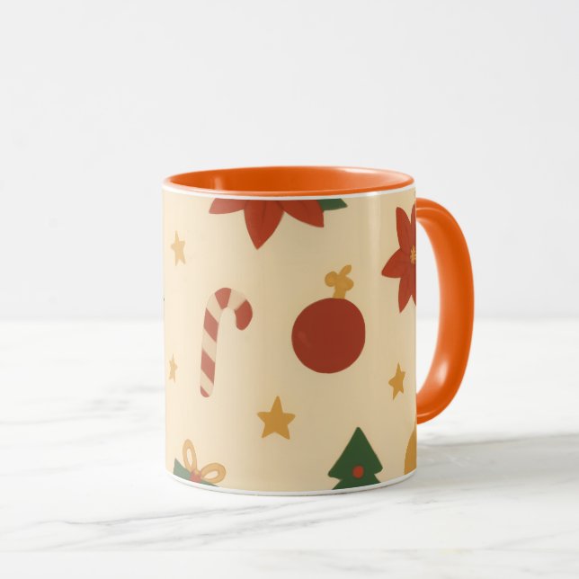 Taza Cozy Christmas Pattern with Gifts and Trees (Anverso derecho)