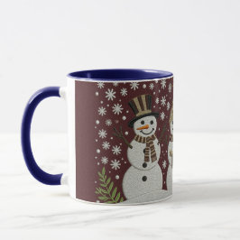 Taza Cozy Embroidered Snowman Winter Mug
