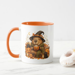 Taza Cozy Halloween Capybara Witch Hot Cocoa Coffee Mug