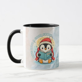 Taza Cozy Reading Penguin Winter Coffee Tea Mug