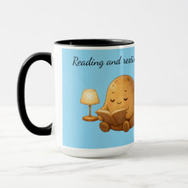 Taza Cozy Reading Potato Persona Lamp Cartoon Art