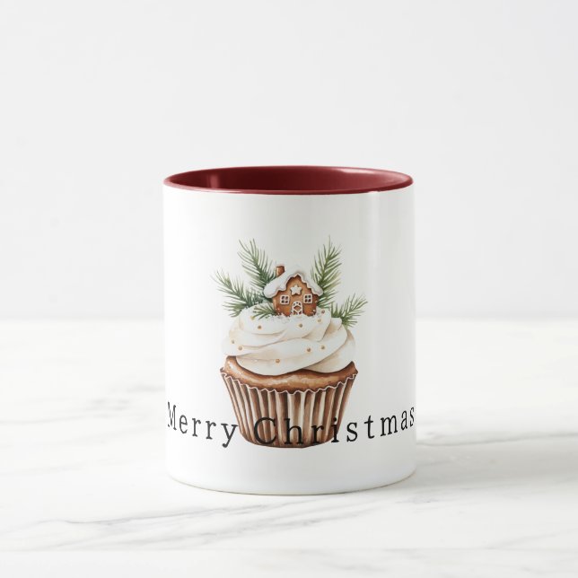 Taza Cozy Warm Christmas Gingerbread House Cupcake (Centro)