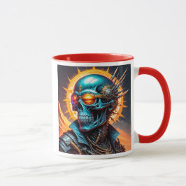 Taza Crâne cybernétique sous un soleil ardent.