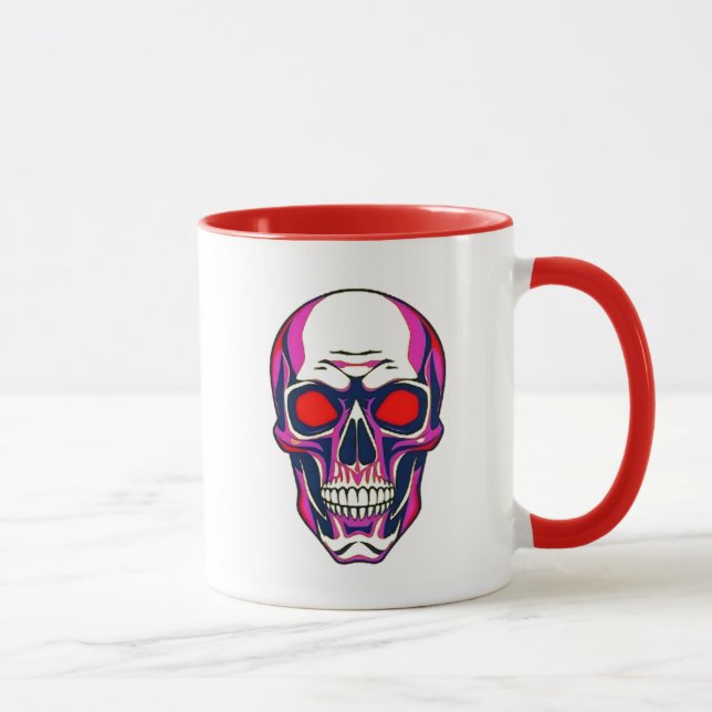 Taza Crâne démon avec yeux rouges et couleurs néon. (Derecha)