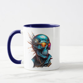 Taza Crâne mécanique au style cyberpunk.