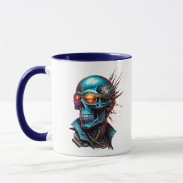Taza Crâne mécanique au style cyberpunk.