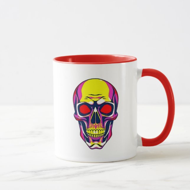 Taza Crâne psychédélique aux couleurs flashy. (Derecha)