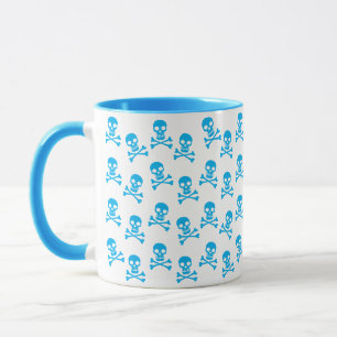 Taza Cráneo Azul Y Tramo De Los Huesos