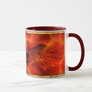 Taza Cráneo con alas explosión roja de la lava