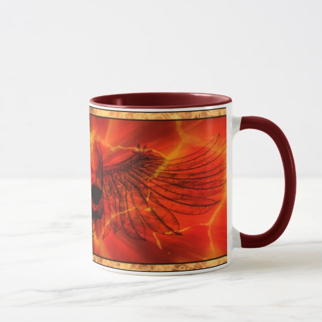 Taza Cráneo con alas explosión roja de la lava (Derecha)