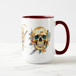 Taza Cráneo de oro sobre la mugre blanca