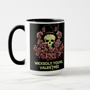 Taza Cráneo gótico de San Valentín con Rosas