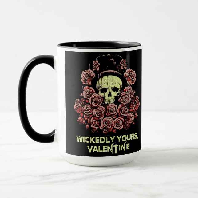 Taza Cráneo gótico de San Valentín con Rosas (Izquierda)