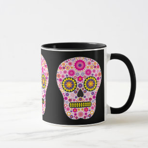 Taza Cráneo mexicano rosado del azúcar