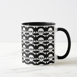 Taza cráneo pirata blanco y negro