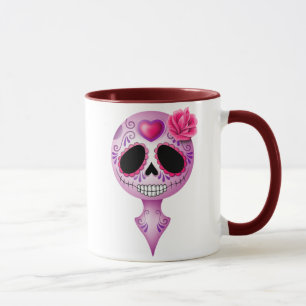 Taza Cráneo púrpura lindo del azúcar