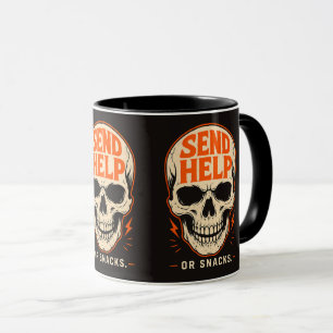 Taza Cráneo Retro Divertido Envía Ayuda O Snacks