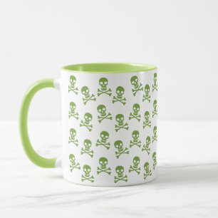 Taza Cráneo Verde Y Tramo De Los Huesos