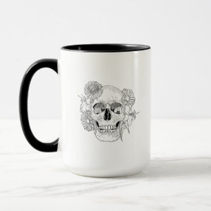 Taza Cráneo y flores inspirados