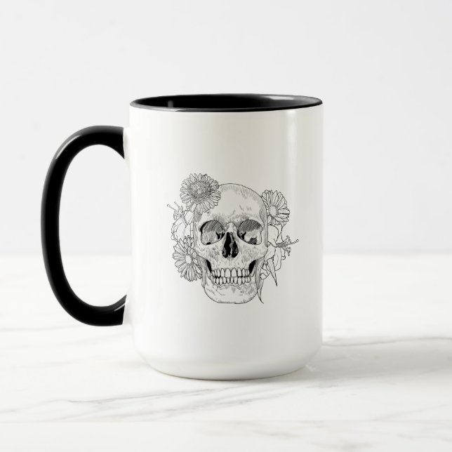 Taza Cráneo y flores inspirados (Izquierda)