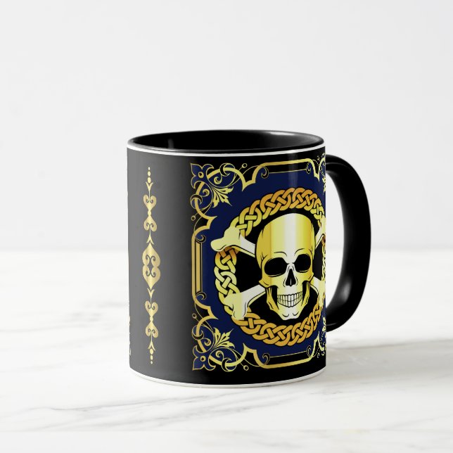 Taza Cránulos celulares/oro de diseño/negro/azul (Anverso derecho)
