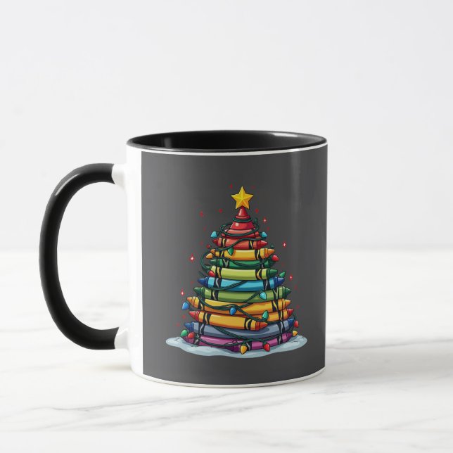 Taza Crayon Christmas Tree Teacher Student Xmas (Izquierda)