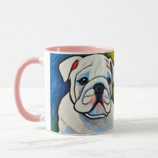 Taza Crayon de cachorro de bulldog blanco se ve mug de