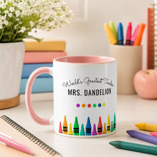 Taza Crayones de Arcoíris Café del Mejor Profesor del M