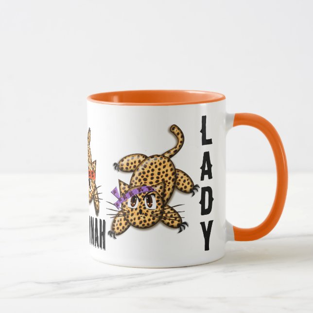 Taza Crazy Cat Lady Ultra Cute Anime Leopard Kitty (Derecha)