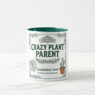 Taza Crazy Plant Parent · Botanical Humor Art