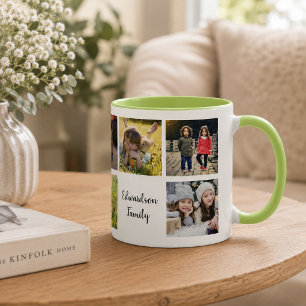 Taza Crea el nombre de tu propio collage de fotos famil